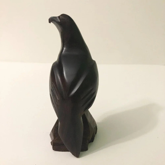 Vintage Hand Carved  Eagle Bird Hawk Wooden Statue 5.5 Inch Tall - Picture 2 of 14